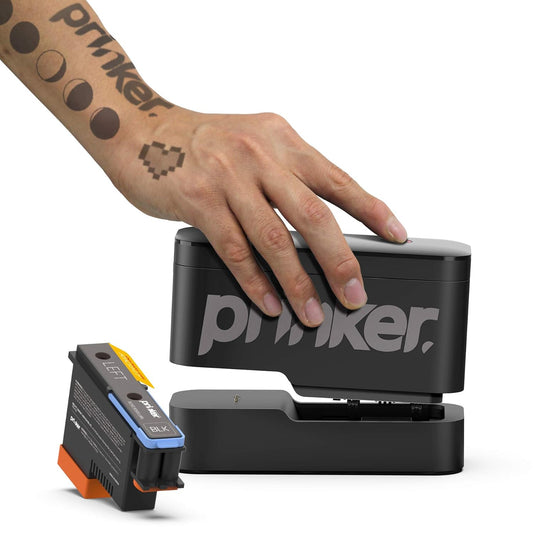 Prinker S Instant Temporary Black Tattoo Printer with 12,000+ Designs - Custom DIY Tattoos in 3 Seconds - Non-Toxic & Water-