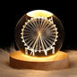 3D Crystal Ball Globe Table Lamp with Wood Base Moon Light Lamps Night Light